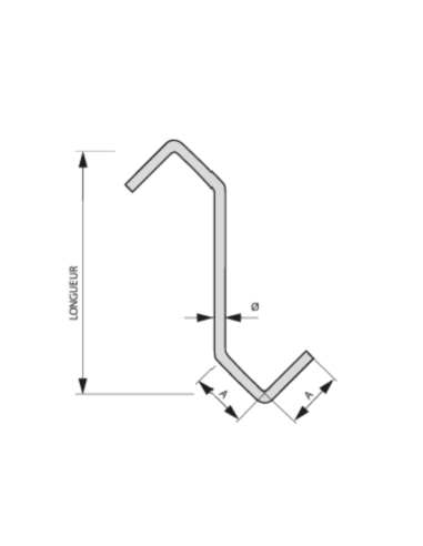 Crochet thermolaquage - Forme R -...